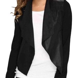 Edyson drape-front faux leather jacket Black Women's XXL Open Front Blazer NWT